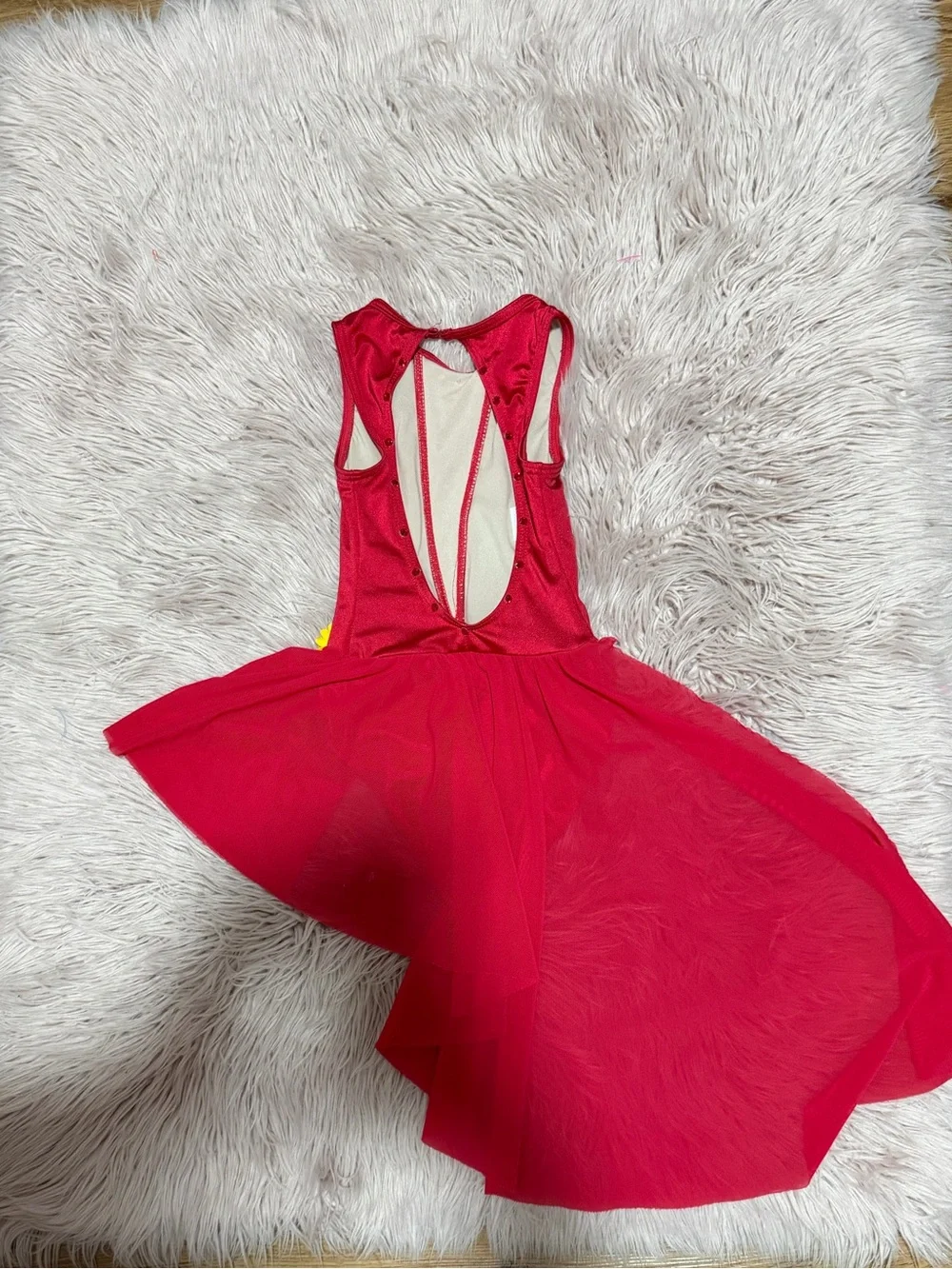 Girls' Red Dance Dress Costume with Rhinestone Detail